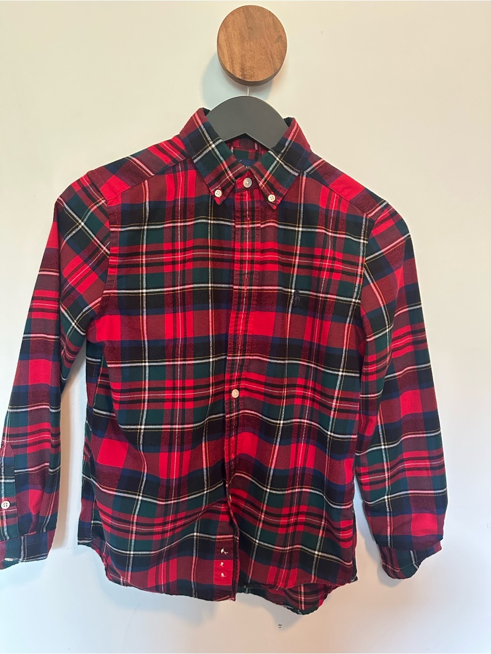 Boys Polo Red Plaid Flannel Shirt: Size 10-12